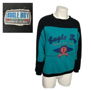 1990s Bugle Boy Color Block Spellout Graphics Sweatshirt / Women’s XS *